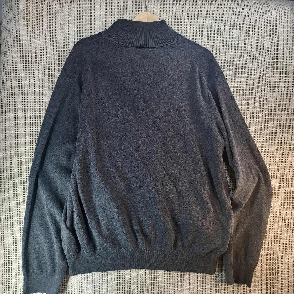 Polo Ralph Lauren Sweater Mens 2XL Gray Quarter Zip Mock Neck Pullover Pony Logo